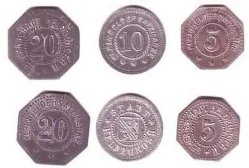 5,10 und 20 Pfennig Münzen Notgeld Heldrungen um 1918