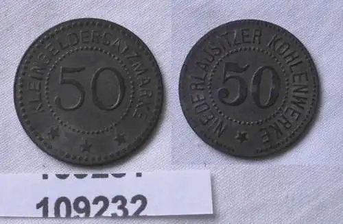 50 Pfennig Zink Notmünze Niederlausitzer Kohlenwerke um 1920 (109232)