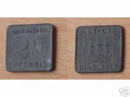 seltene Münze 25 Pfennig Kriegsgeld Stadt Dinslaken1919