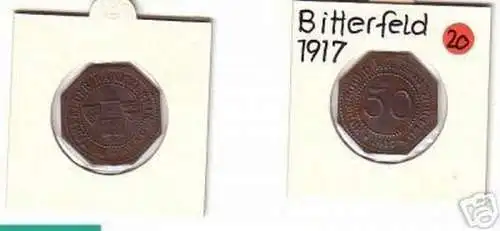 50 Pfennig Münze Kriegsgeld Kreis Bitterfeld 1917