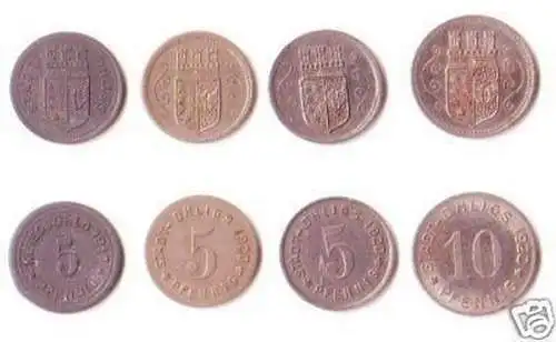 4 x Notgeld Münzen Stadt Ohligs 1917-1920