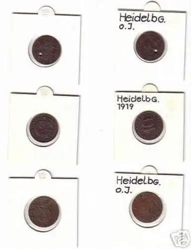 3 x Münzen Notgeld Stadt Heidelberg um 1919