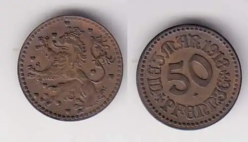 50 Pfennig Notgeld Messing Münze Weimar 1918