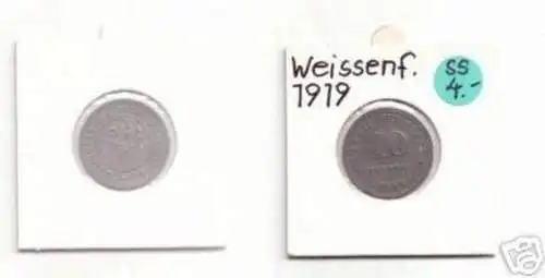 seltene 10 Pfennig Münze Notgeld Stadt Weissenfels 1919