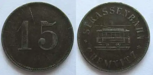 15 Pfennig Wertmarke Strassenbahn Chemnitz um 1920 (122535)