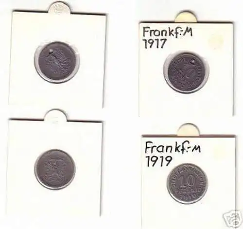 2 x 10 Pfennig Münze Notgeld Stadt Frankfurt am Main