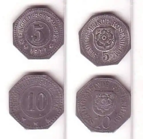 5 und 10 Pfennig Zink Münzen Notgeld Rosenheim 1917