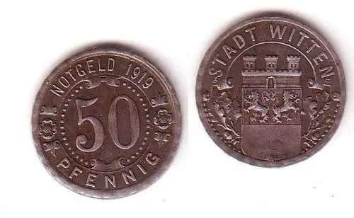 50 Pfennig Eisen Not Münze Stadt Witten 1919