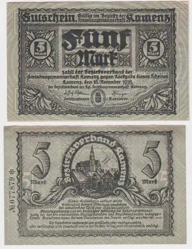 5 Mark Banknote Notgeld Amtshauptmannschaft Kamenz 1918 (117470)