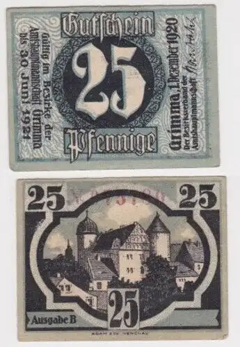 2 x 10 Pfennig Banknoten Notgeld Stadt Grimma 1.12.1920 (115767)