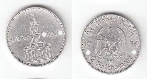 2 Mark Silber Münze 3. Reich Garnisonkirche mit Datum 1934 A Jäger 355 (112763)