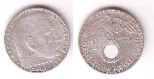 2 Mark Silber Münze 3. Reich Hindenburg 1936 D Jäger 366 (112424)