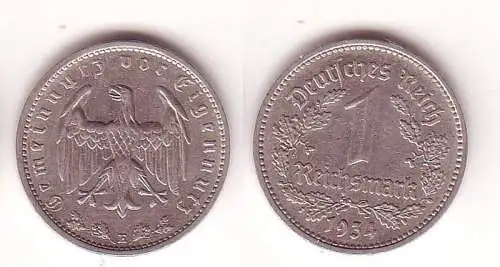 1 Reichsmark Nickel Münze 1934 E ss+ (109513)