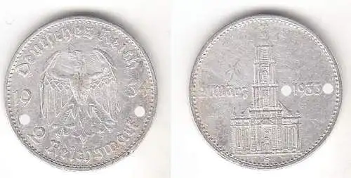 2 Mark Silber Münze 3. Reich Garnisonkirche mit Datum 1934 G Jäger 355 (112261)