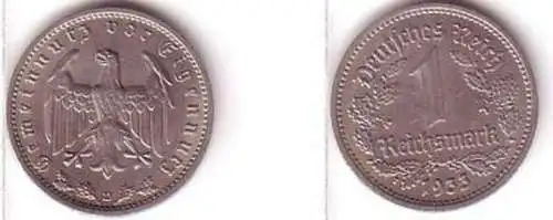 1 Mark Nickel Münze Deutsches Reich 1933 D Jäger 354