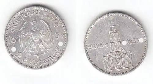 2 Mark Silber Münze 3. Reich Garnisonkirche mit Datum 1934 D Jäger 355 (112423)