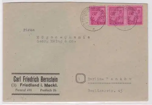 82368 seltene SBZ R-Brief Mecklenburg Vorpommern Friedland 1.8.1946