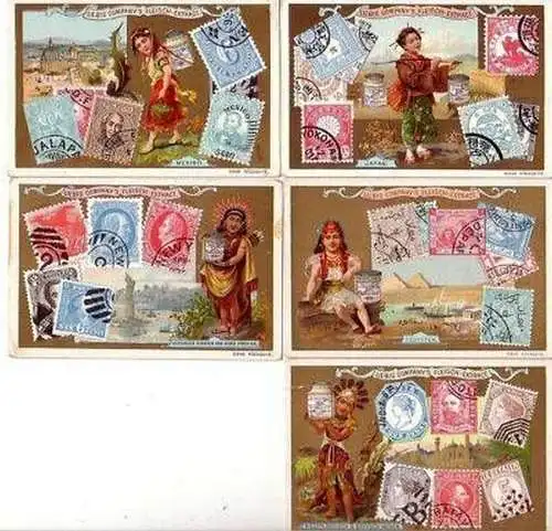 Liebig Serie 5 Sammelbilder "Briefmarken I" 9