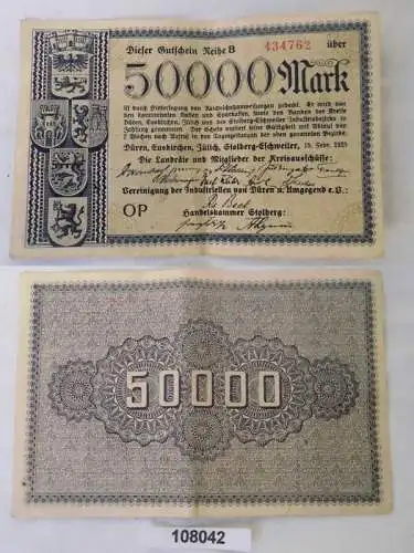 Banknote 50000 Mark 15. Februar 1923 Handelskammer Stolberg