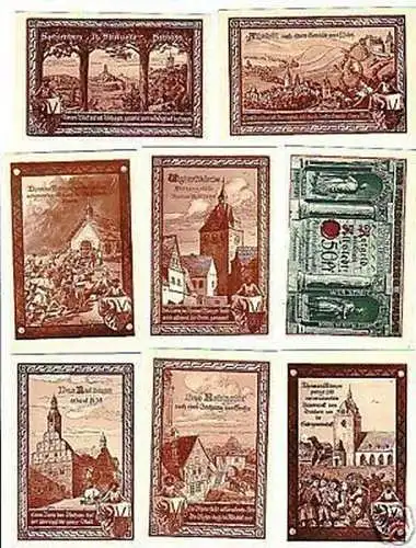 8 Banknoten Notgeld Stadt Allstedt 1921