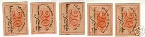 5 Banknoten Notgeld der Stadt Lübeck 1921