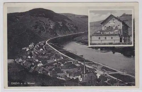 56572 Ak Ürzig a. d. Mosel, Hotel zum "Uerziger Würzgarten", Totalansicht, 1934