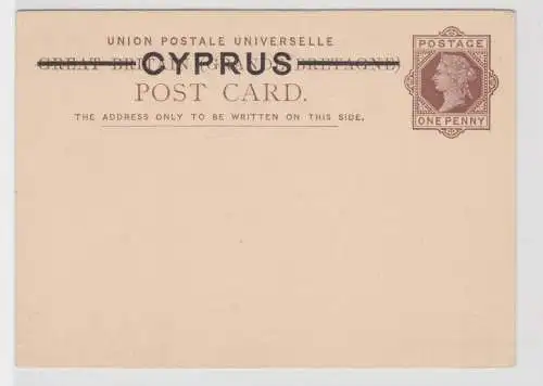 71105 seltener Ganzsachen Postkarte Zypern Cyprus 1 Penny um 1900 Überdruck