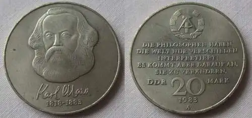 DDR Gedenk Münze 20 Mark Karl Marx 1983 Stempelglanz (137522)