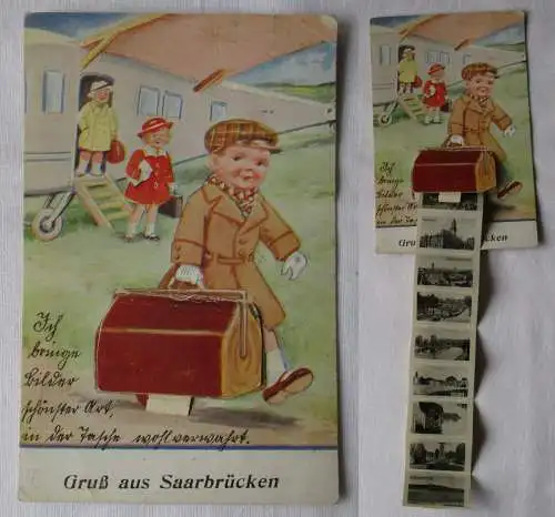 62650 Leporello Ak Gruß aus Saarbrücken 1938