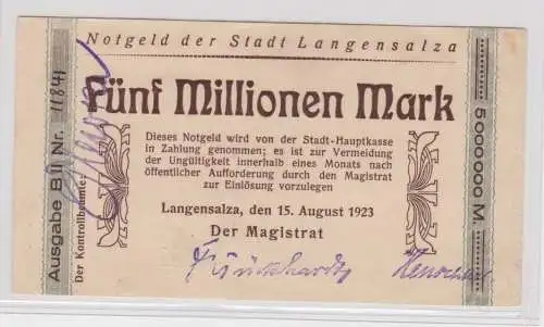 5 Millionen Mark Banknote Stadt Langensalza 15.8.1923 (165594)