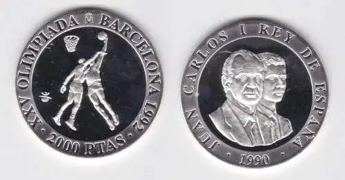 2000 Pesetas Silbermünze Spanien 1990 Olympiade Barcelona Basketball (155110)