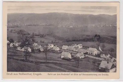 49994 AK Gruß aus Rothenthal - Partie aus dem Niederdorf, Blick auf Brandau 1918