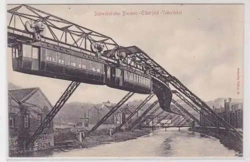 904768 AK Barmen-Elberfeld-Vohwinkel Schwebebahn über der Wupper um 1900