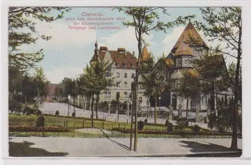 39484 AK Chemnitz - Blick vom Stephansplatz, Synagoge und Luisenhaus 1910