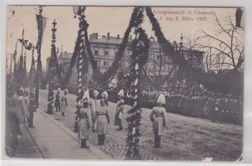 900667 AK Chemnitz - Königsbesuch mit festlicher Parade am 1. bis 3. März 1905