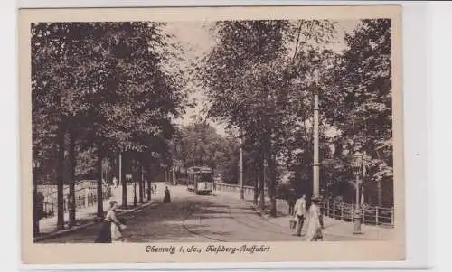 904777 Ak Chemnitz i. Sa. - Kassberg-Auffahrt mit Straßenbahn Nr. 3 um 1910