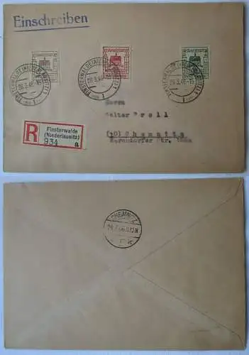 86072 Lokalausgaben Finsterwalde Einschreibebrief 1946 Mi 7 + 9 + 11 Wert 45 EUR