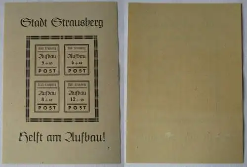 165521 Lokalausgaben Strausberg 1946 Mi Block 2 Type I Wert 60 EUR ungebraucht