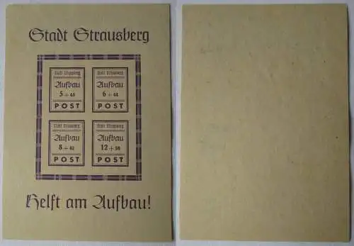 165798 Lokalausgaben Strausberg 1946 Mi Block 1 Type I Wert 60 EUR ungebraucht