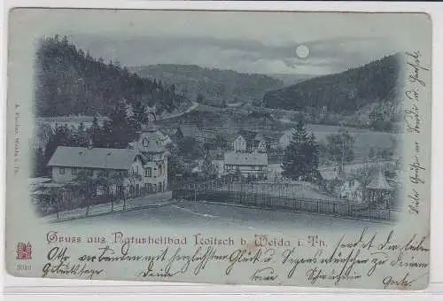 42972 Mondscheinkarte Gruß aus Naturheilbad Loitzsch bei Weida in Th. 1902