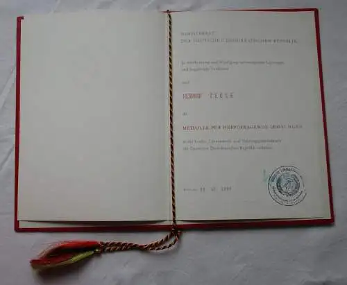 DDR Urkunde Medaille Leicht, Lebensmittel & Nahrungsgüterindustrie 1989 (157131)