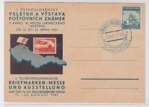 45105 Ak 1.Tschechoslowakische Briefmarken Messe & Ausstellung Reichenberg 1937