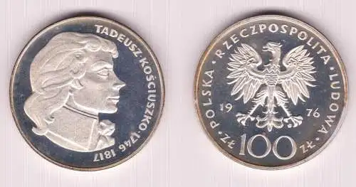 100 Zloty Silber Münze Polen Tadeusz Kosciuszko 1976 (155413)