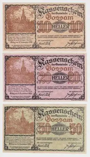 3 Banknoten 10 bis 50 Heller Notgeld Gemeinde Gossam (149568)