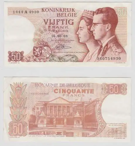 50 Francs Banknote Belgien 16. Mai 1966 kassenfrisch UNC Pick 139 (154045)