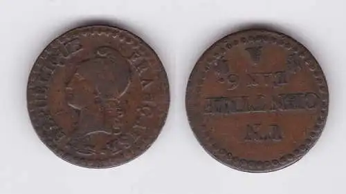 1 Centime Kupfer Münze Frankreich 1798 LAN 6 ss (162346)