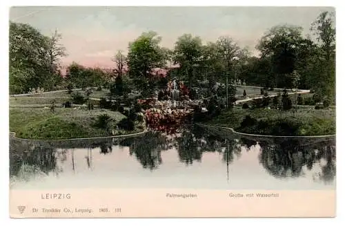 901893 Ak Leipzig Palmengarten Grotte mit Wasserfall