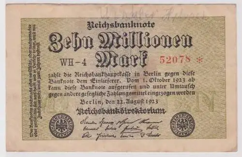 10 Millionen Mark Banknote Berlin 22.8.1923 Rosenberg 105e KN 5 stellig (159542)