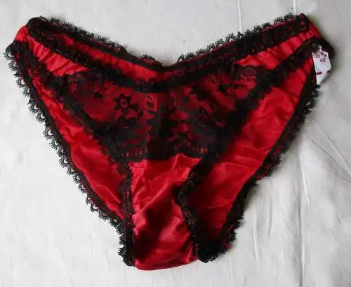 DDR Dessous Slip rot schwarz Spitze Dederon Größe 42 Marke Stretta (159627)