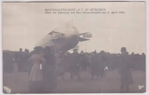 68556 Ak Reichsluftschiff Z1 in München auf dem Oberwiesenfeld 1909